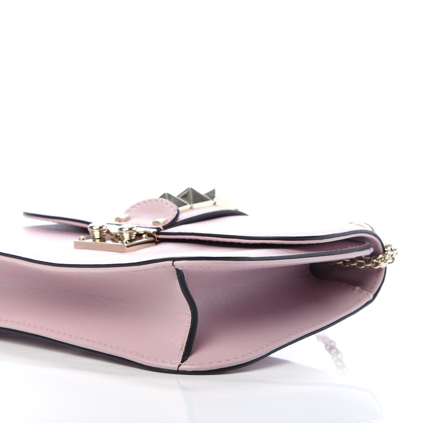 Vitello Small Glam Lock Rockstud Flap Water Rose