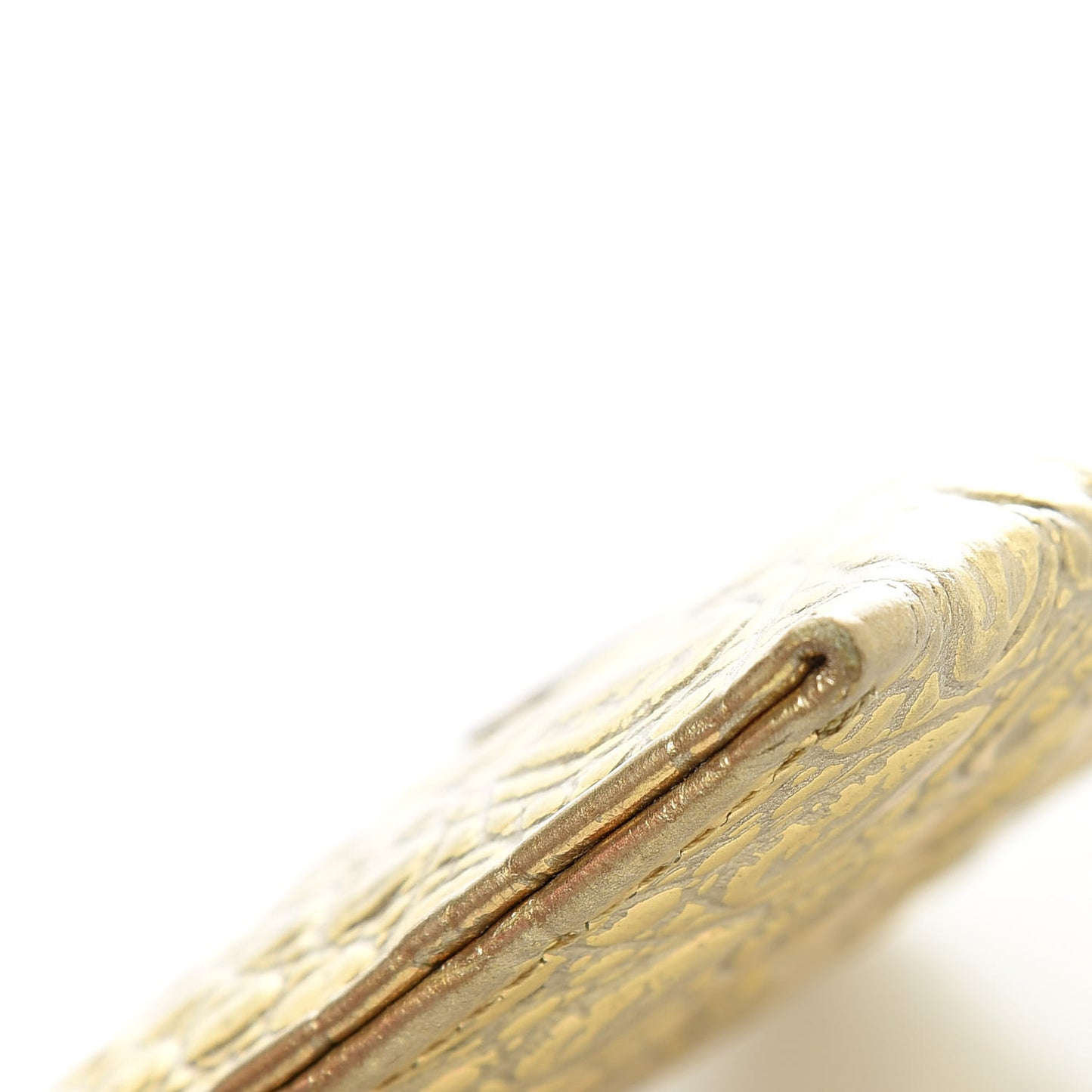 Metallic Calfskin Crocodile Embossed Cocodile Card Holder Gold