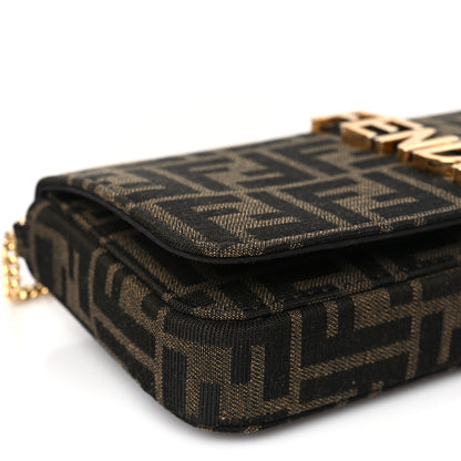 Fendi Fabric Jacquard Vitello Grace FF 1974 Fendigraphy Wallet On Chain Tobacco Moro Ebano 7 of 8