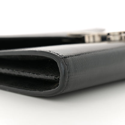 Saint Laurent Calfskin Lizard Embossed Monogram Cassandra Chain Wallet Black 9 of 13