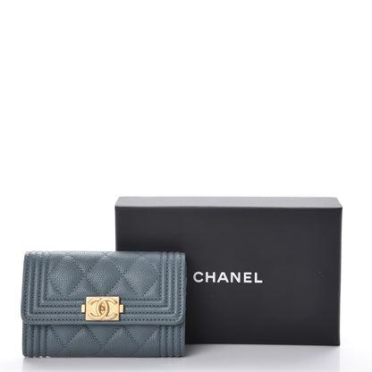 Chanel Caviar Quilted Boy Card Holder Wallet Blue 9 of 9