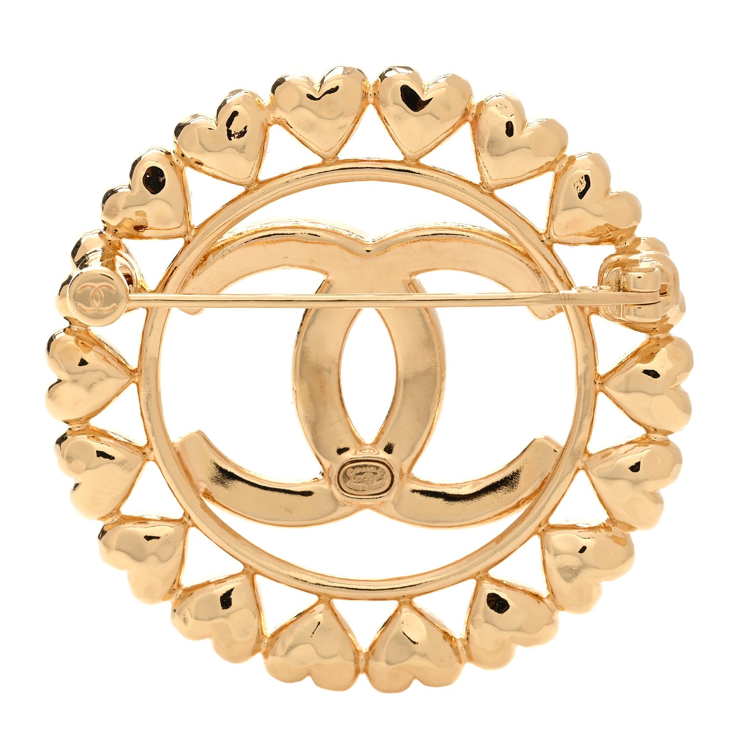 Chanel Metal CC Heart Brooch Gold 3 of 5