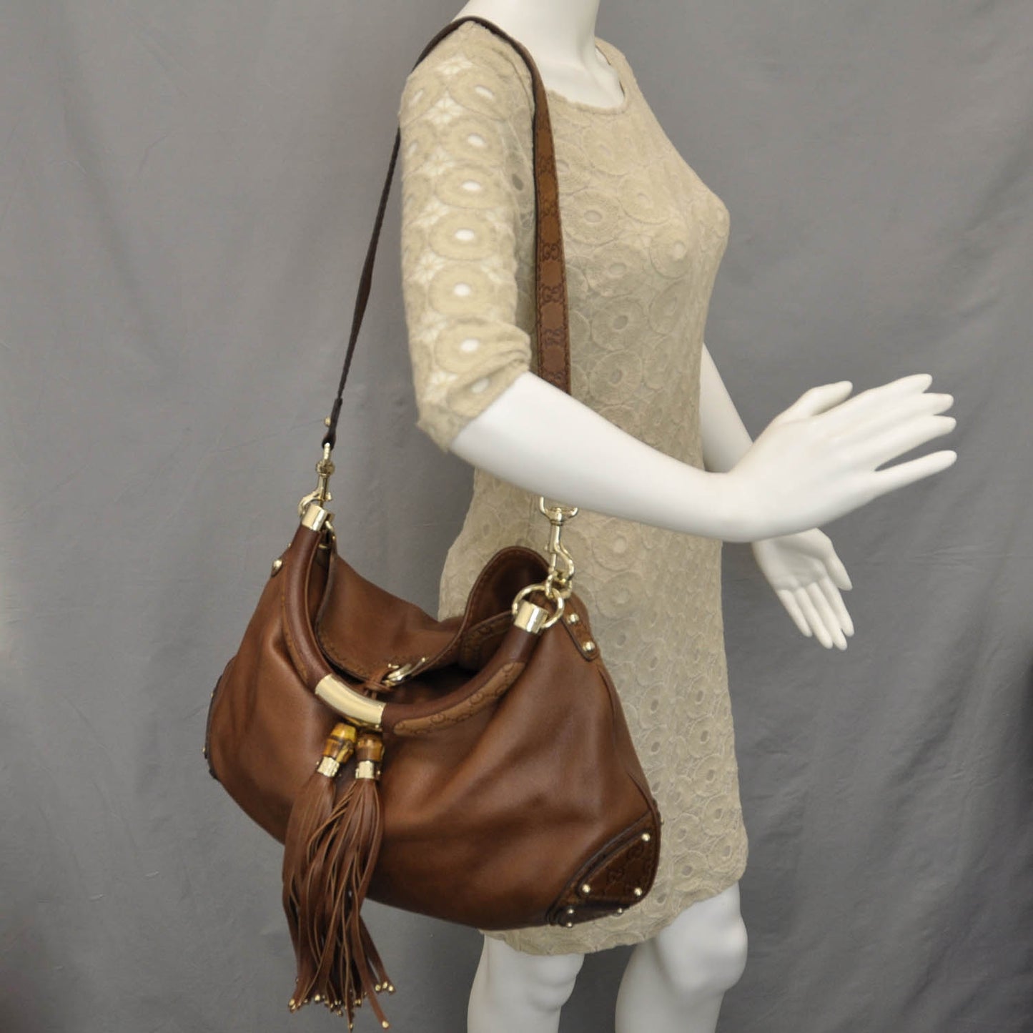 Leather Large Indy Hobo Brown