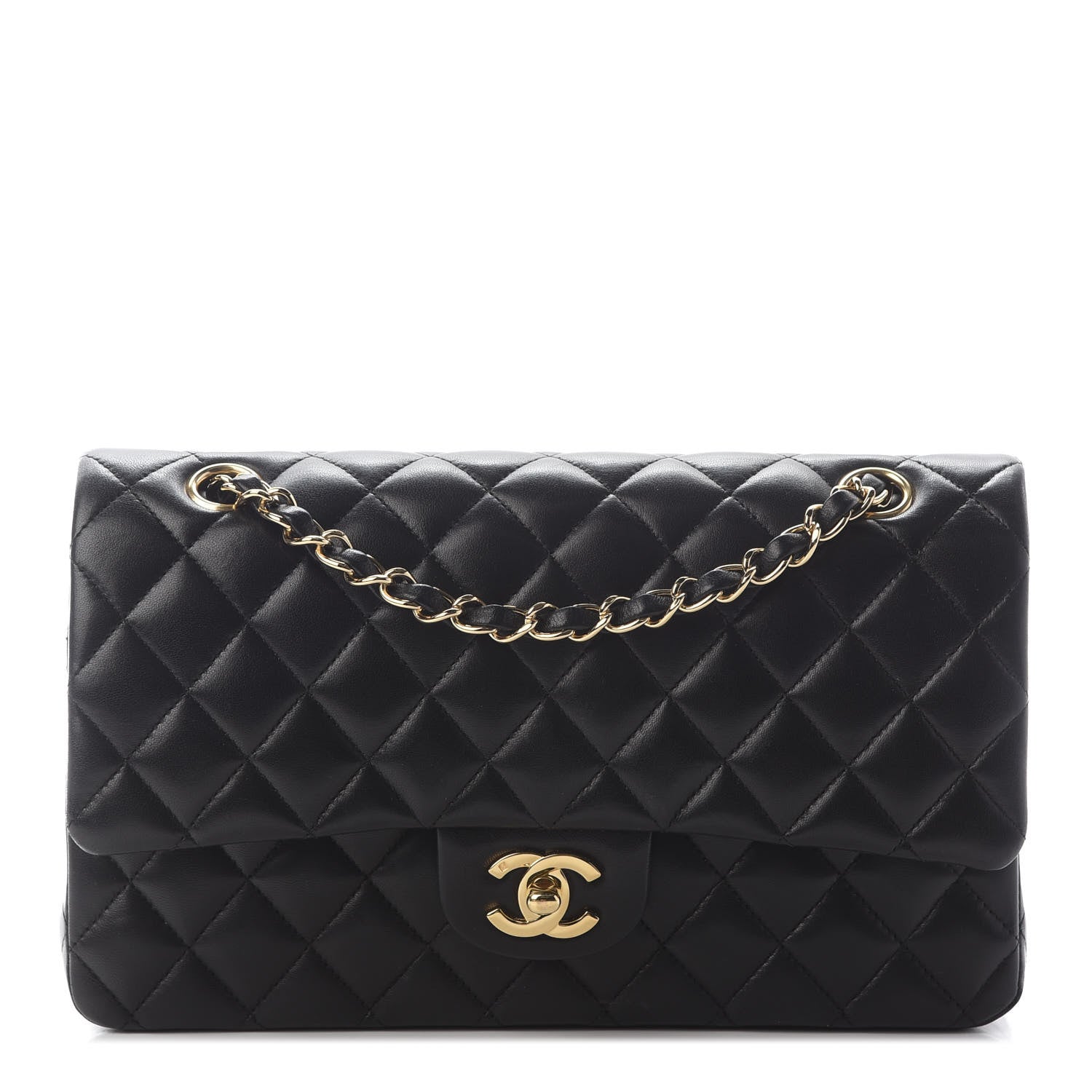 Chanel Lambskin Quilted Medium Double Flap Black 1 of 9