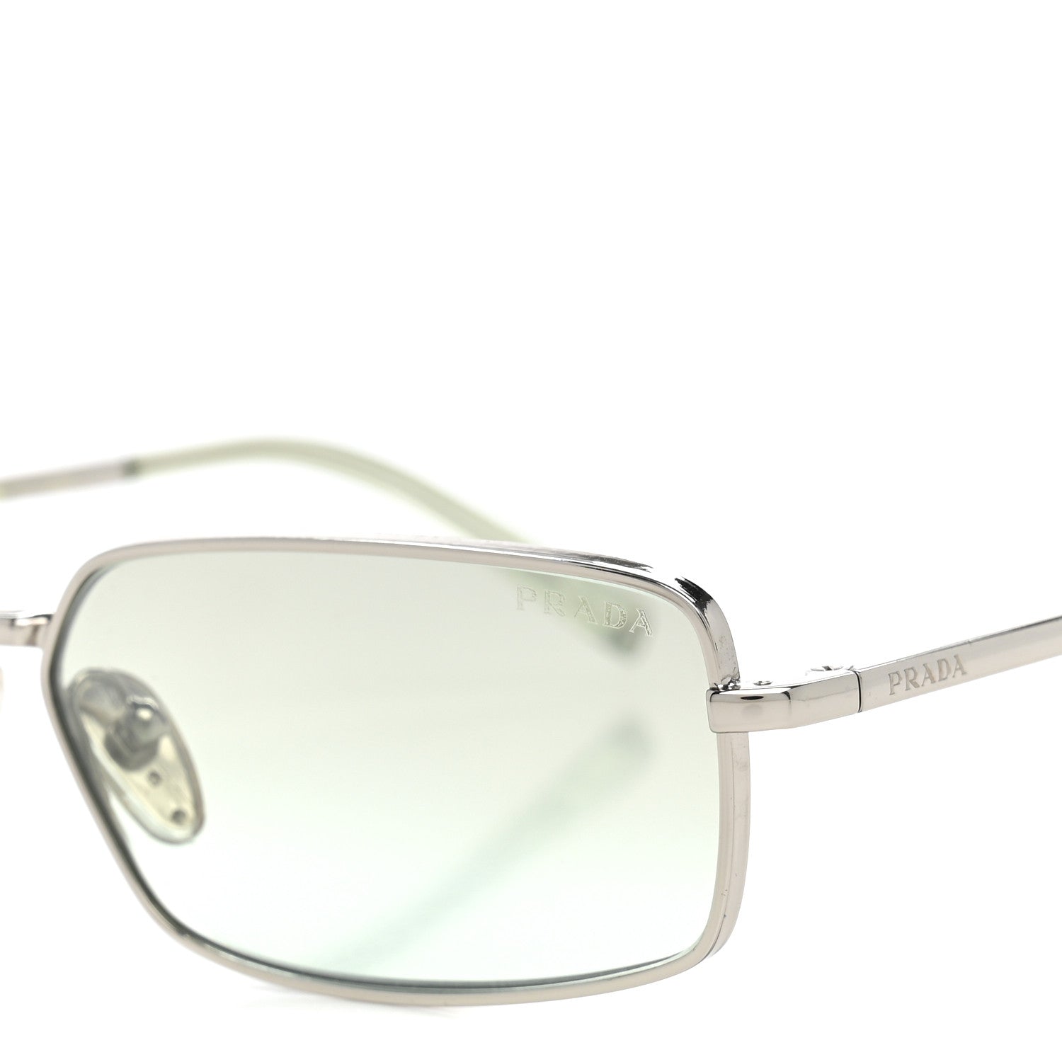 Prada Metal Rectangular Sunglasses SPR A60 Light Green Silver 7 of 8