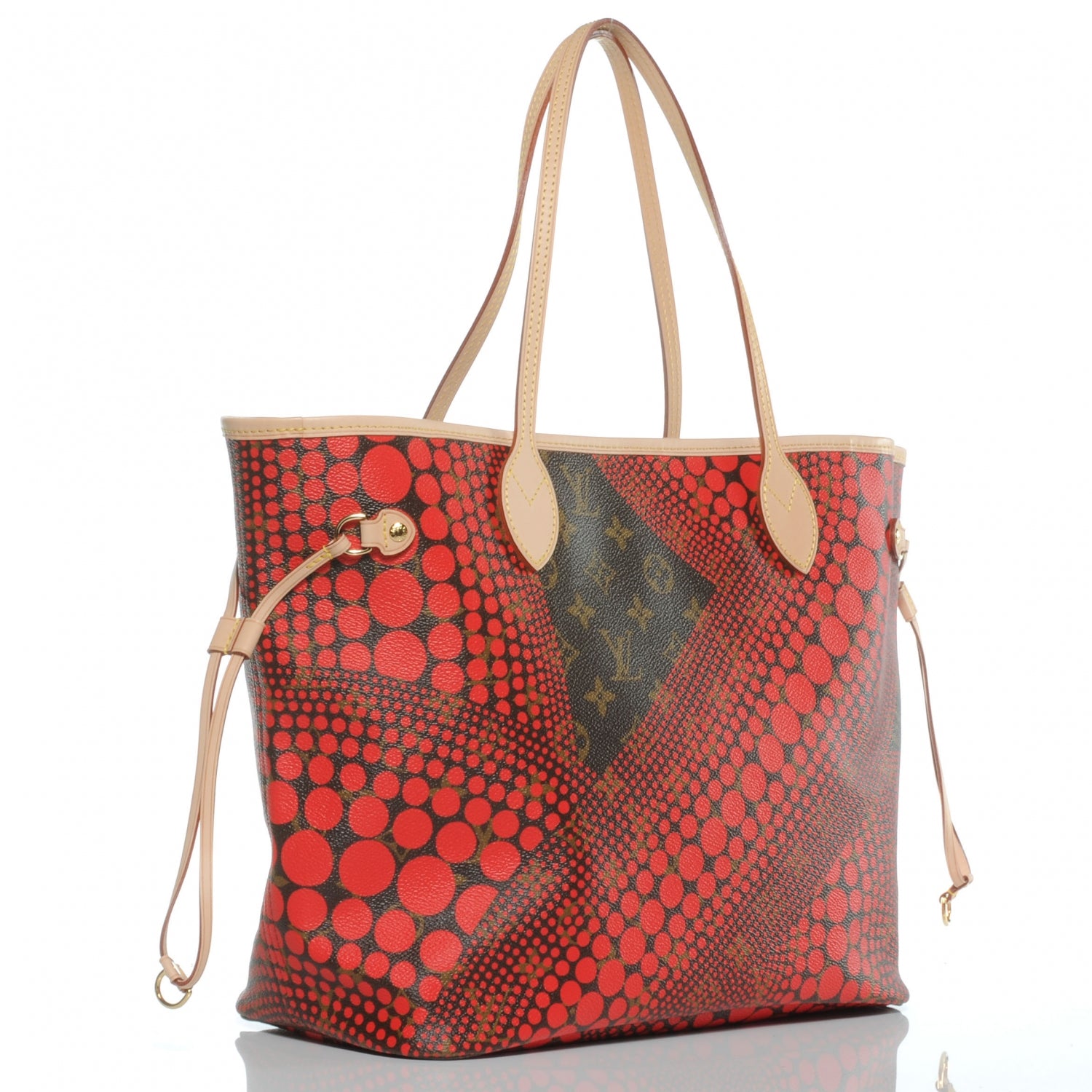 Louis Vuitton Monogram Kusama Waves Neverfull MM Red 3 of 7