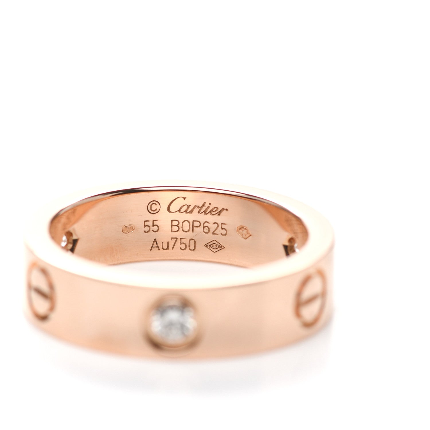 Cartier 18K Pink Gold 3 Diamond 5.5mm LOVE Ring 55 7.25 4 of 4