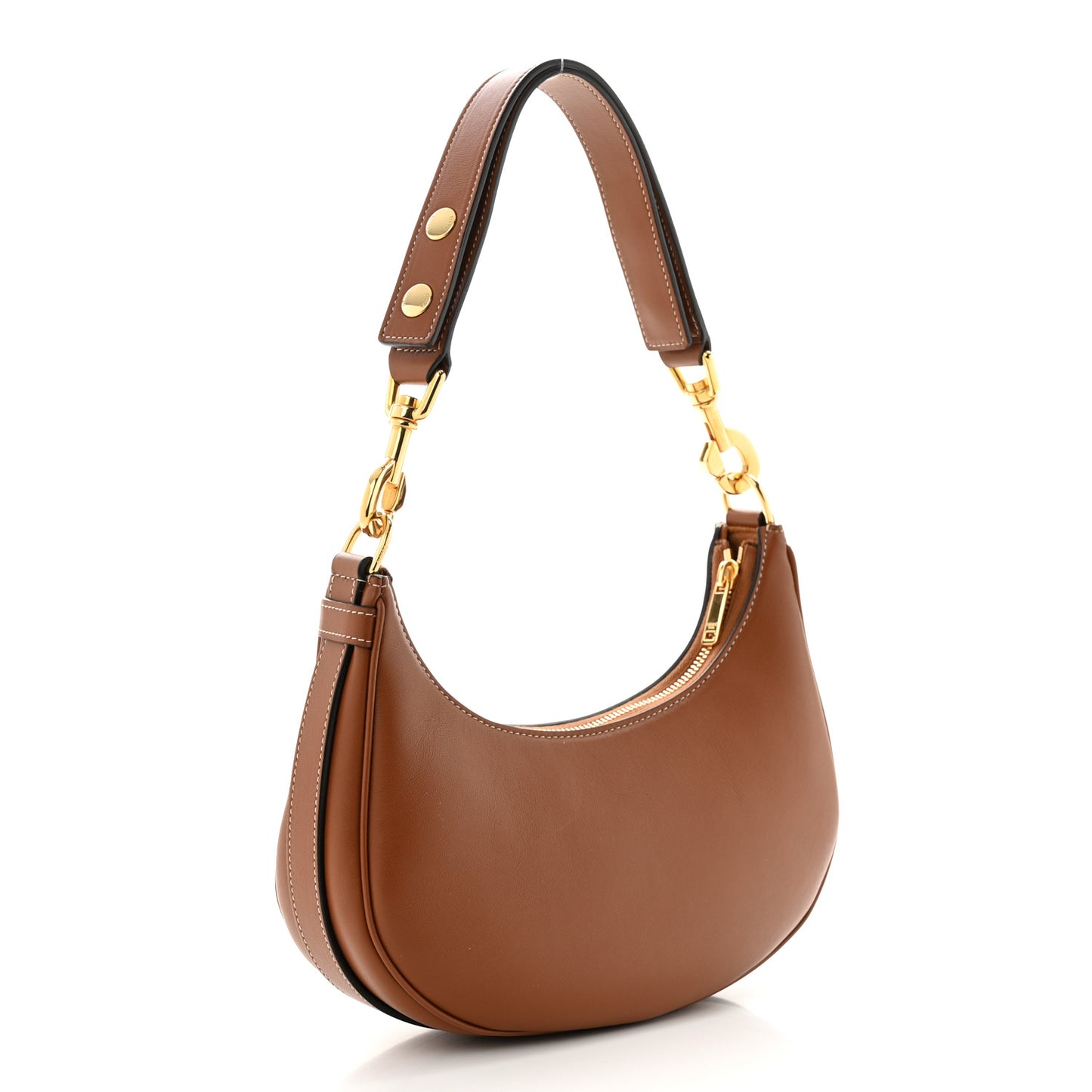 Smooth Calfskin Medium Strap Ava Shoulder Bag Tan