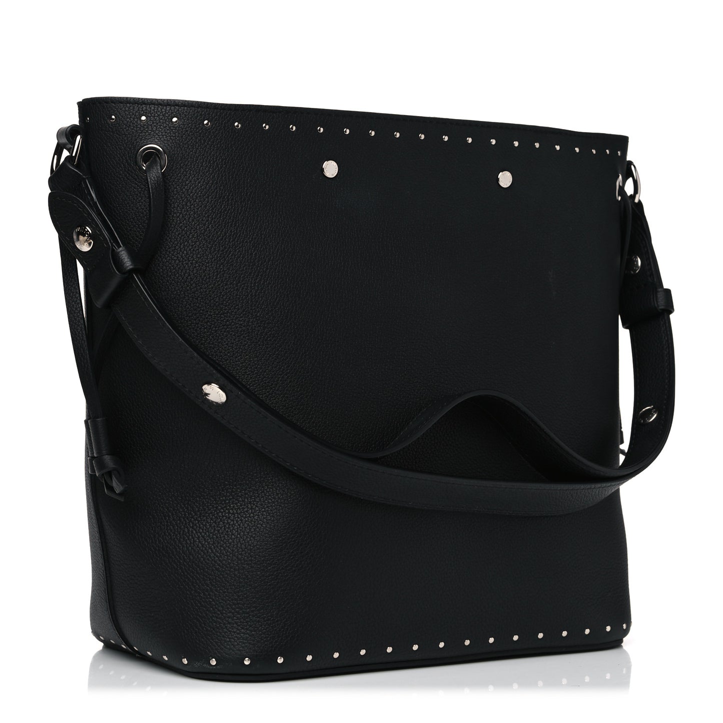 Soft Calfskin Lockme Studs Bucket Black