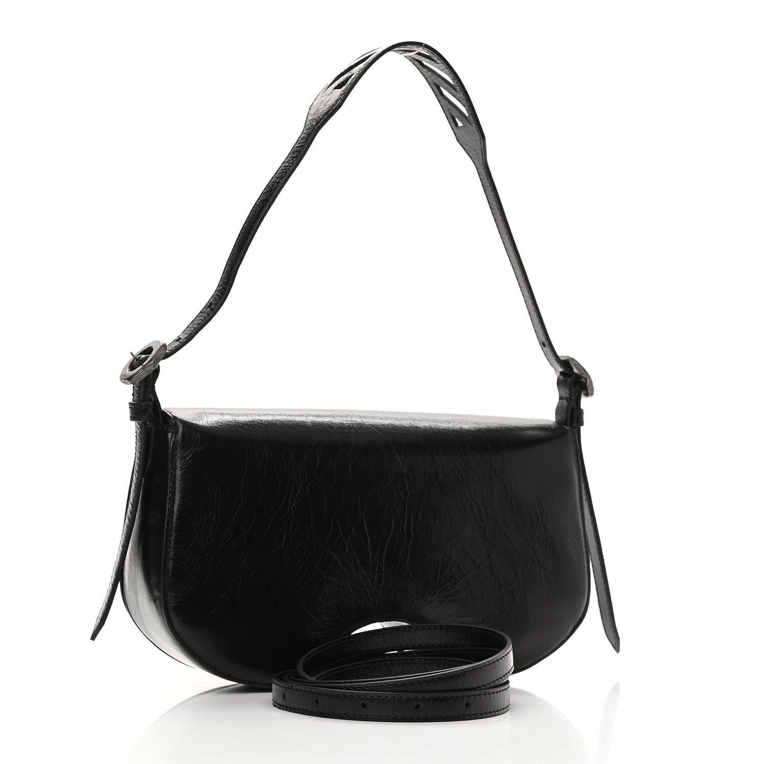 Off-White Calfskin Swiss Binder Flap Bag Black 3 of 12