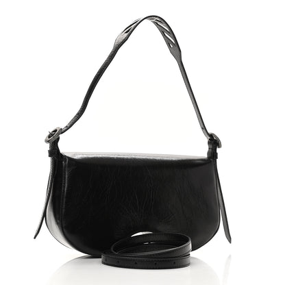 Off-White Calfskin Swiss Binder Flap Bag Black 3 of 12