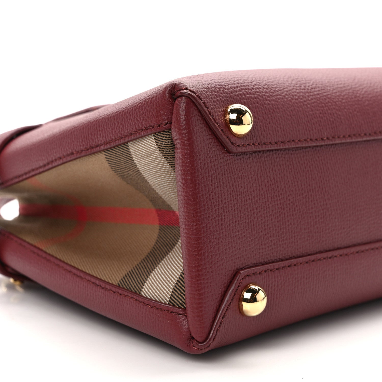 Burberry Grainy Calfskin House Check Small Banner Tote Crimson 10 of 14