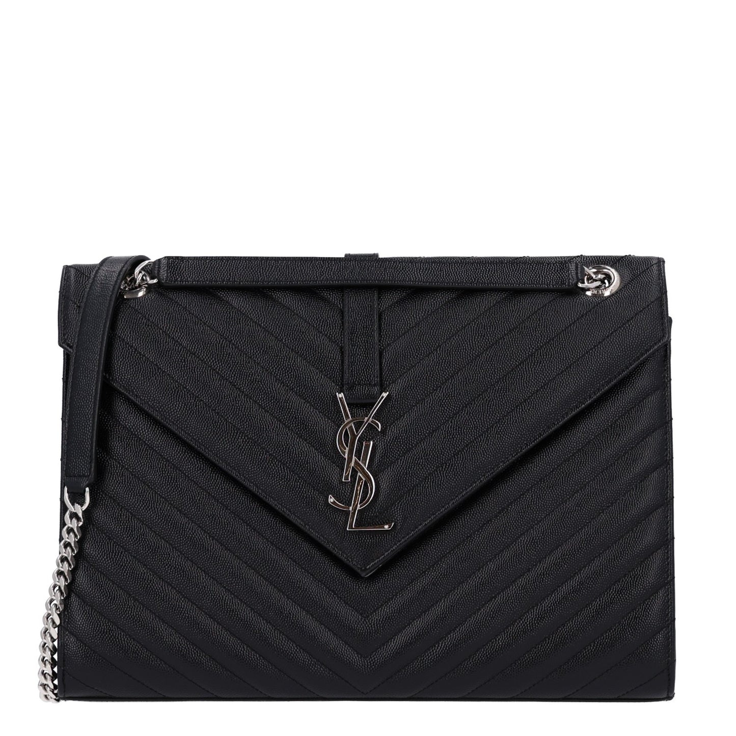 Grain De Poudre Matelasse Chevron Large Monogram Satchel Black