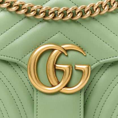 Gucci Calfskin Matelasse Small GG Marmont Shoulder Bag Salamander Green 9 of 11