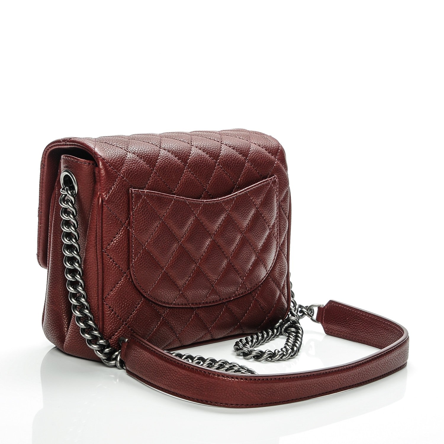 Chanel Caviar Quilted Small Rock In Rome Flap Burgundy 3 of 7