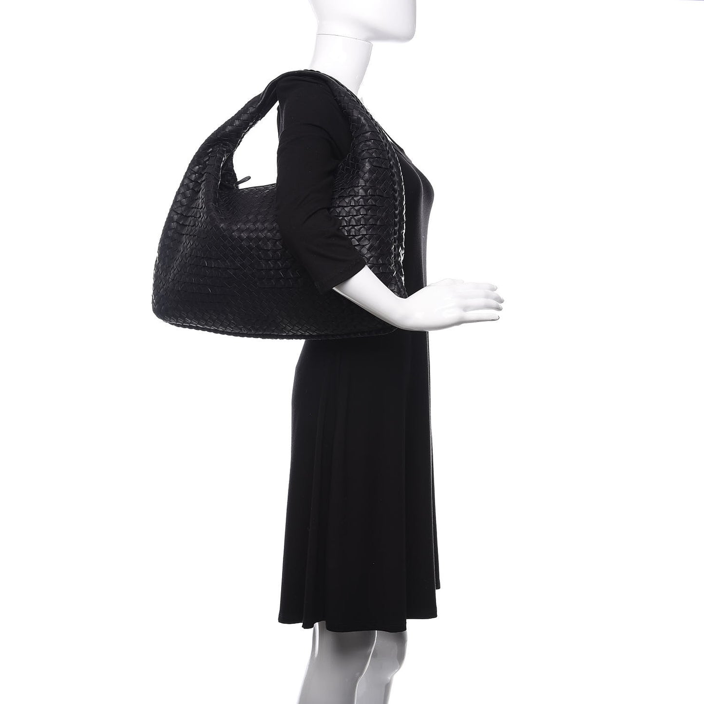 Nappa Intrecciato Large Veneta Hobo Black
