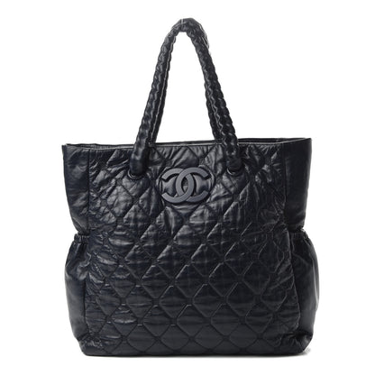 Chanel Lambskin Quilted Hidden Chain Tote Navy 1 of 11