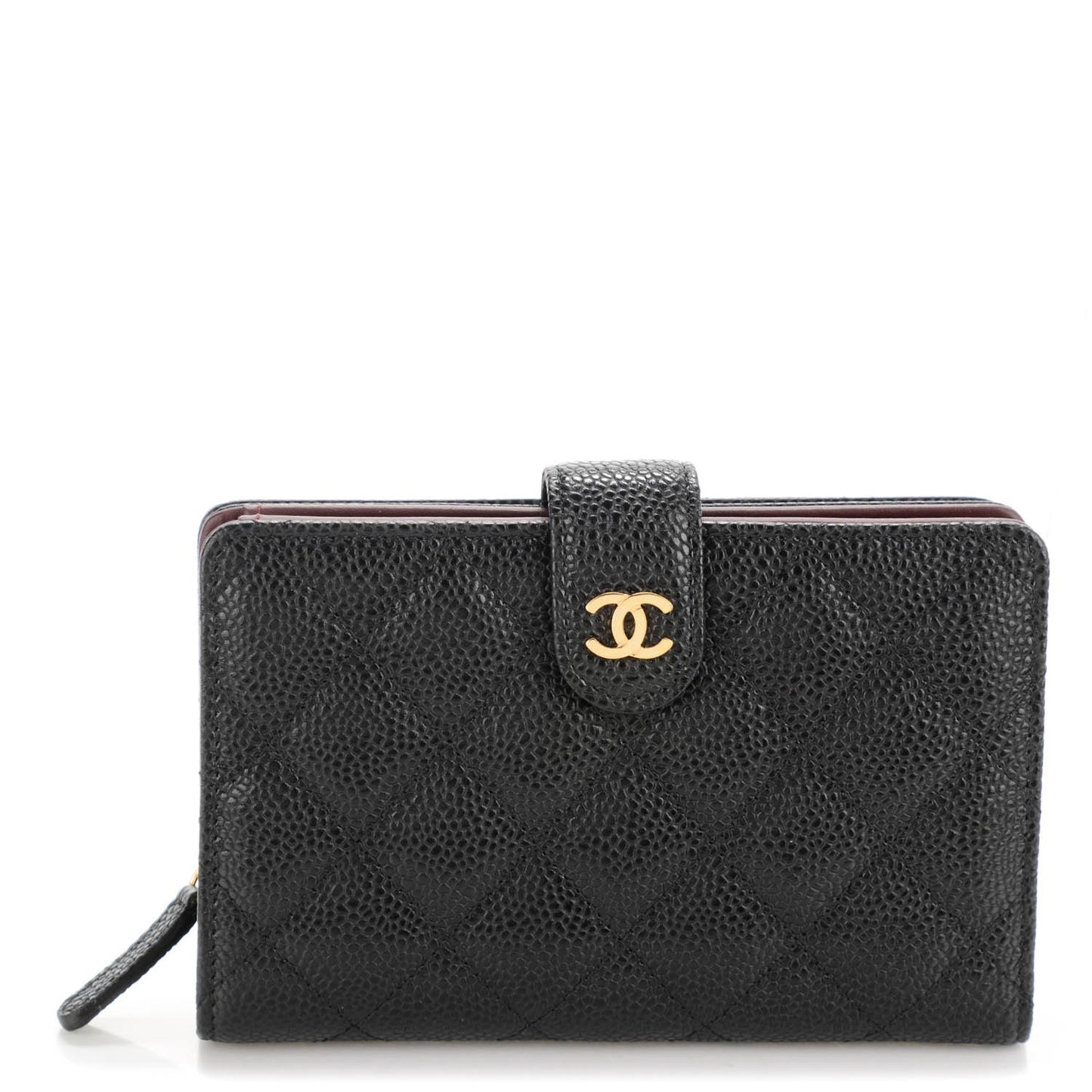 Caviar Quilted Zipped Pocket Wallet Black