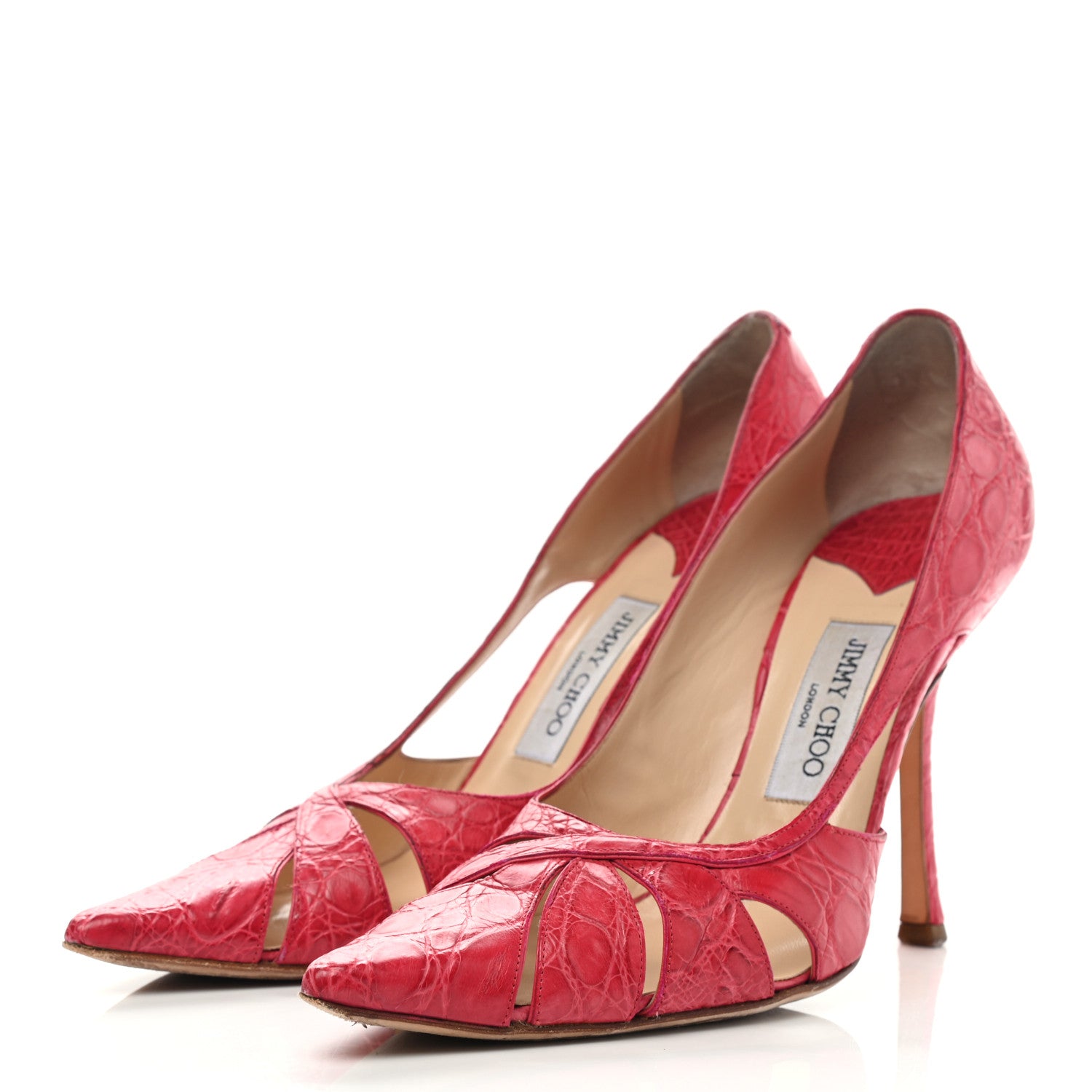 Jimmy Choo Crocodile Embossed Calfskin Lust 100 Pumps 40 Raspberry 3 of 11