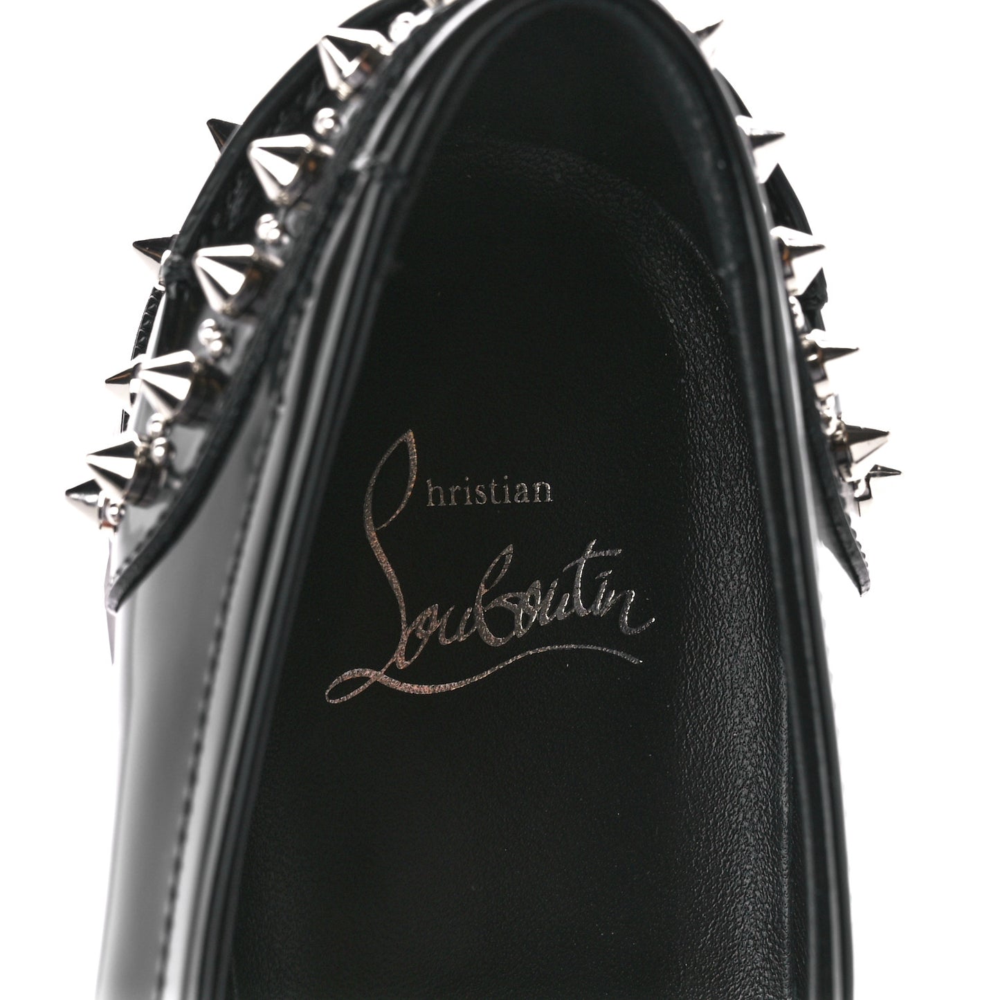 Calfskin Abrasivato Spike Womens Loafers 39 Black