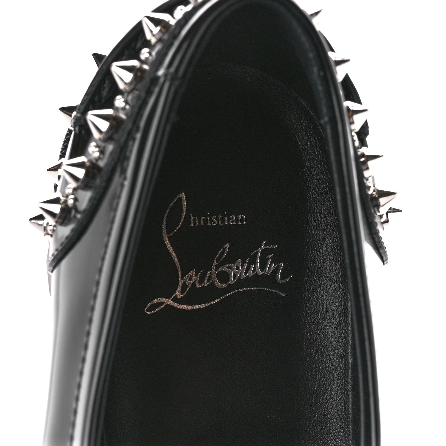 Christian Louboutin Calfskin Abrasivato Spike Womens Loafers 39 Black 8 of 10