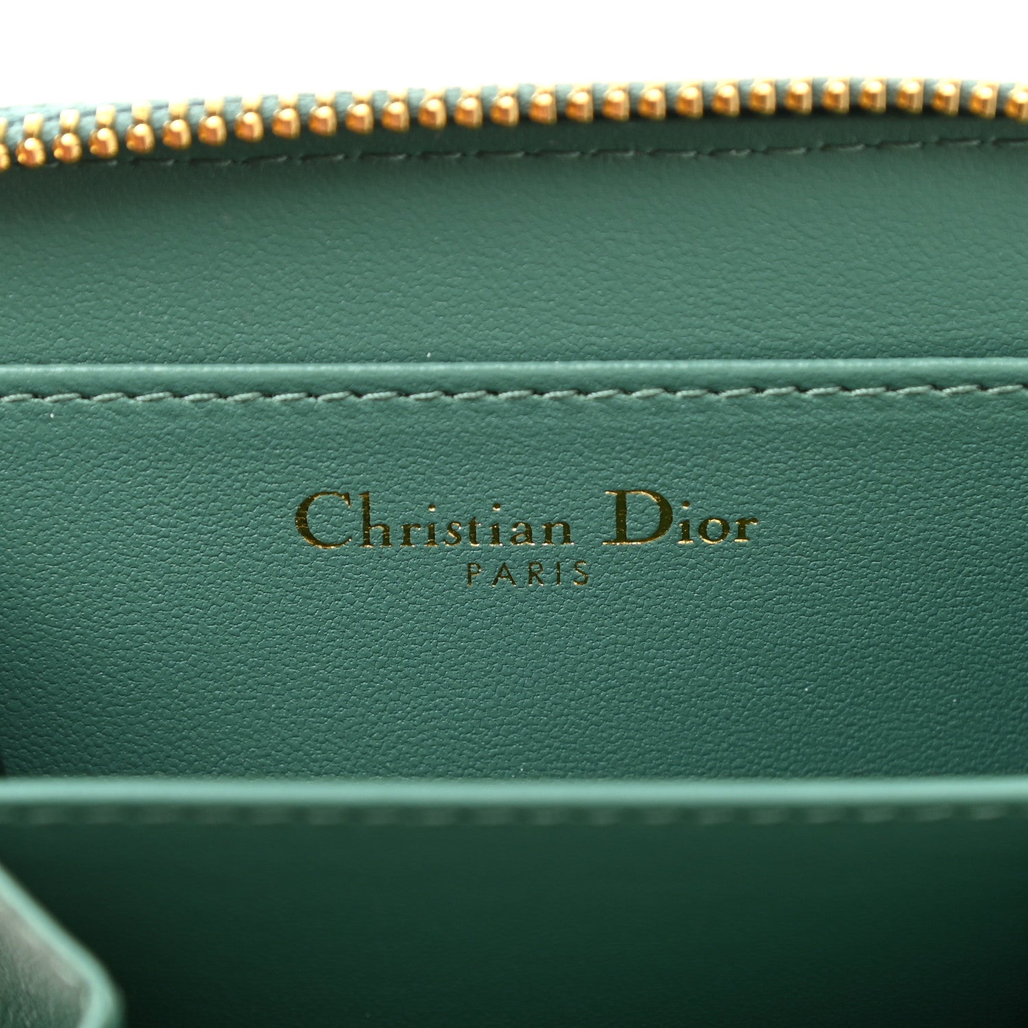 Christian Dior Grained Calfskin Supple Cannage Caro Compact Wallet Vert Tundra 7 of 11