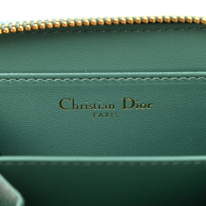 Christian Dior Grained Calfskin Supple Cannage Caro Compact Wallet Vert Tundra 7 of 11