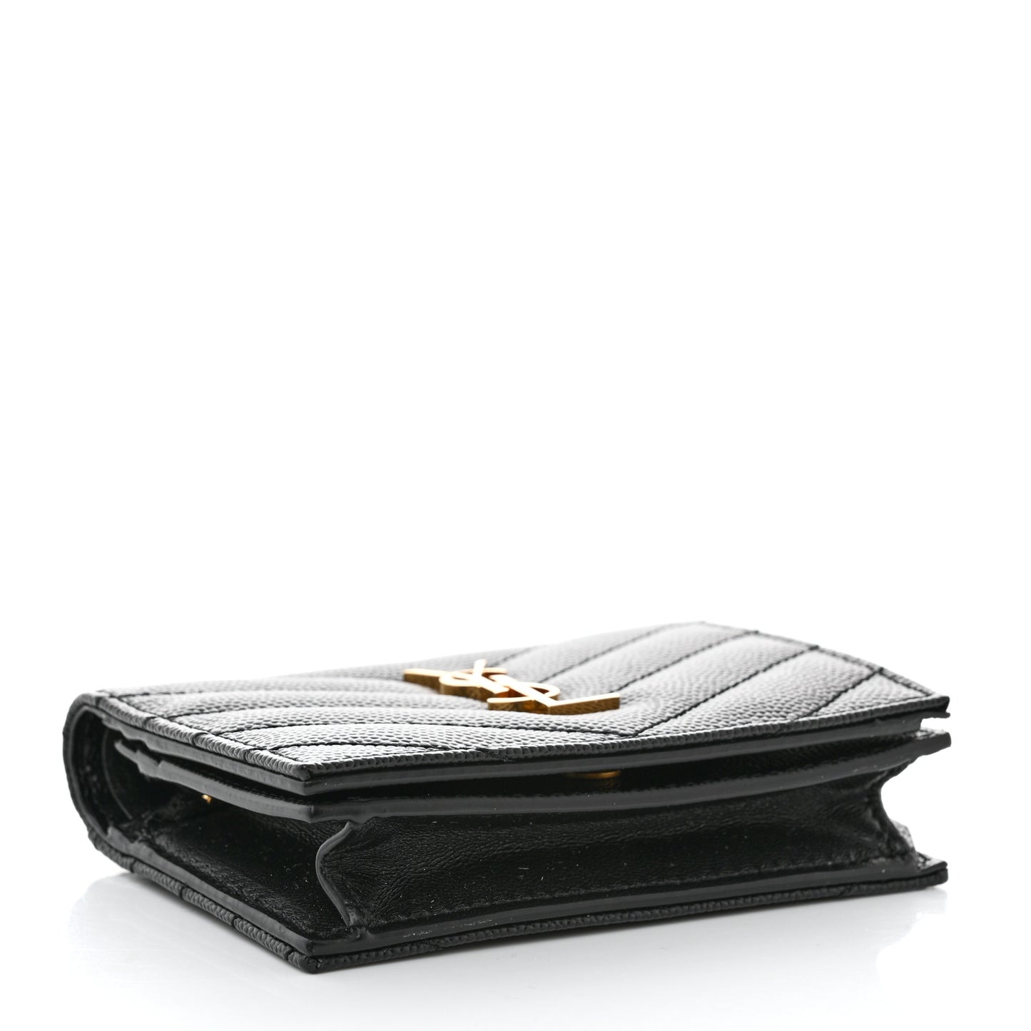 Grain De Poudre Matelasse Chevron Monogram Flap Card Case Black