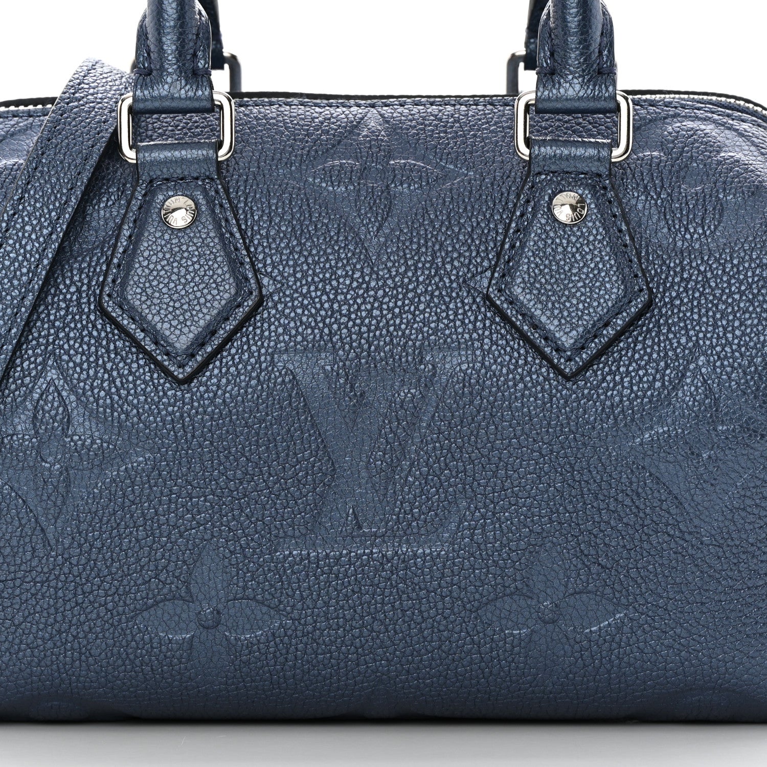 Louis Vuitton Metallic Empreinte Monogram Giant Speedy Bandouliere 20 Navy Nacre 7 of 10