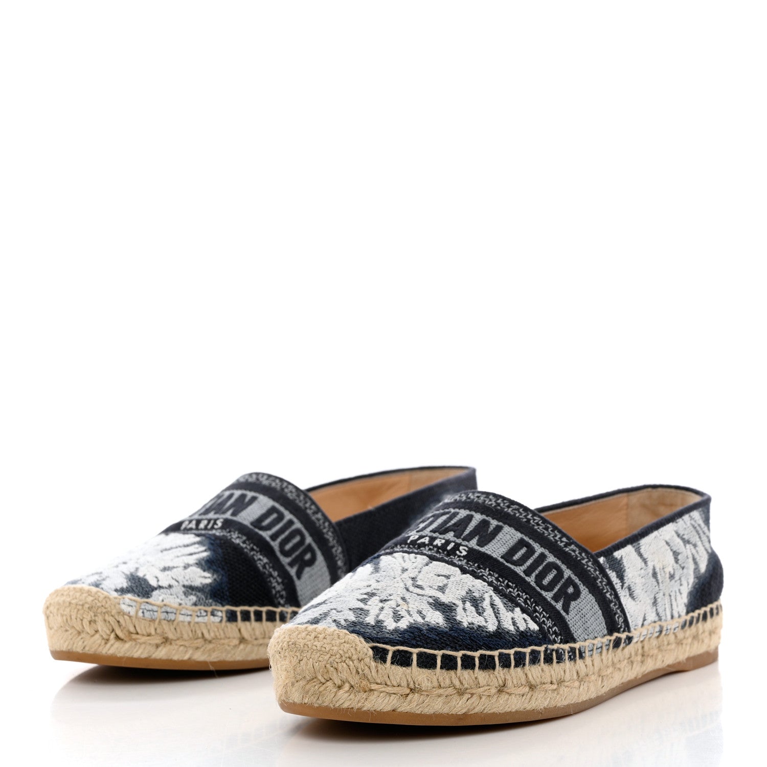 Christian Dior Canvas Tie and Dior Embroidered Granville 15mm Espadrilles 38 Denim 3 of 13