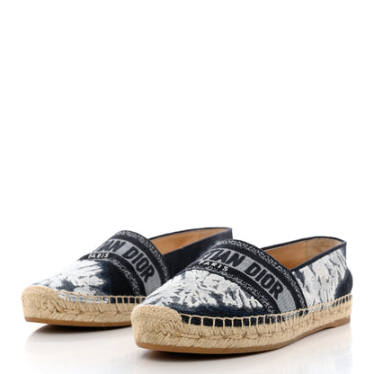 Christian Dior Canvas Tie and Dior Embroidered Granville 15mm Espadrilles 38 Denim 3 of 13