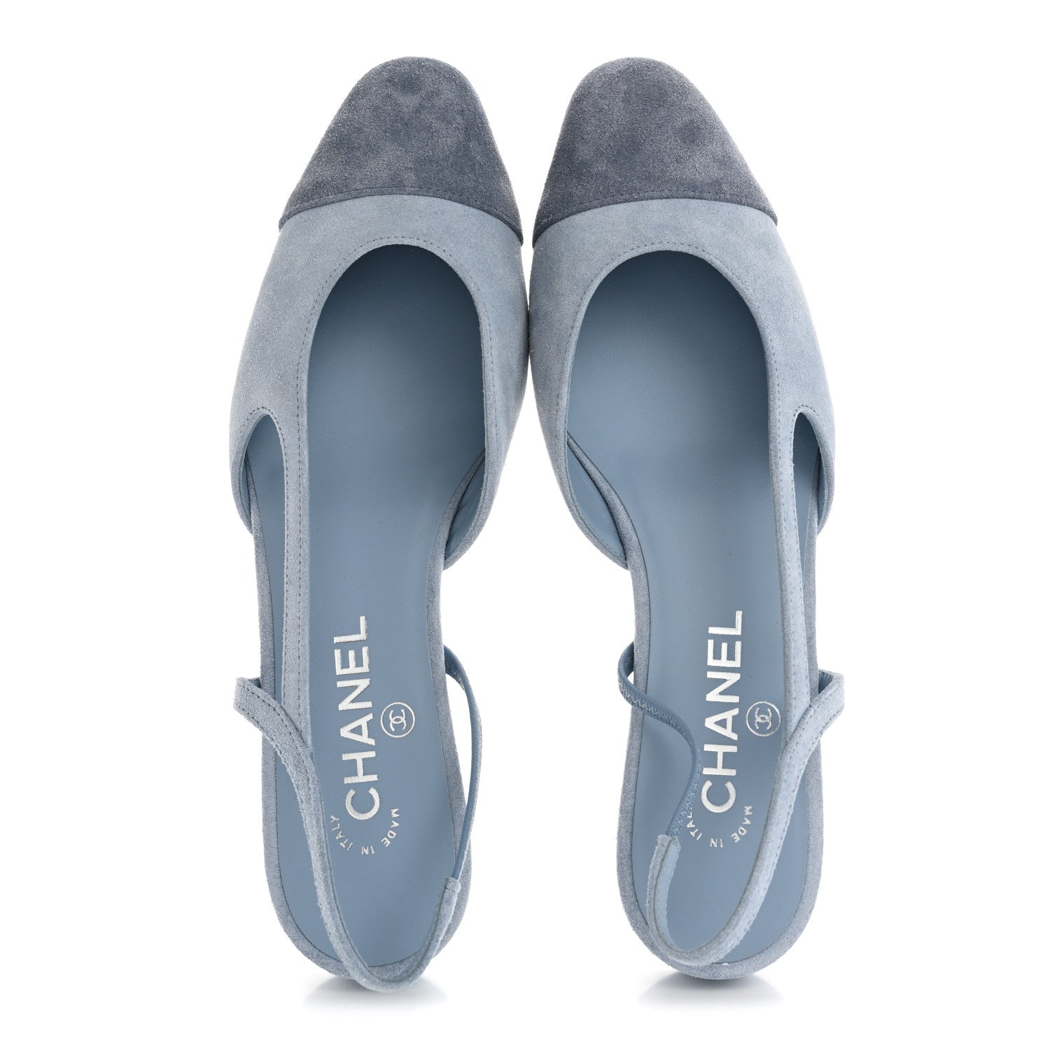 Chanel Suede Cap Toe CC Coco Slingback Pumps 39 Light Blue 2 of 10