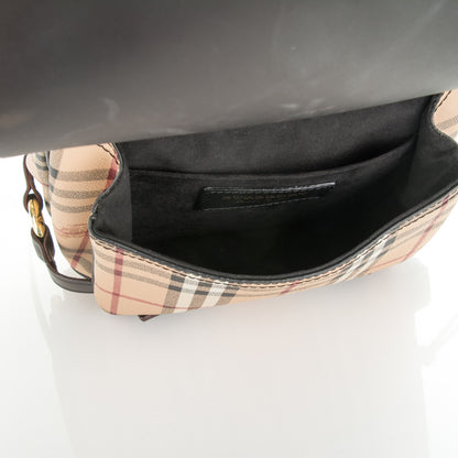 Burberry Haymarket Check Large Bridle Saddle Bag Dark Clove Brown 7 of 9