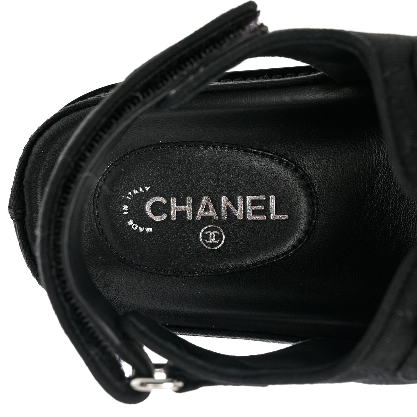 Suede Calfskin Glitter Crystal Velcro Dad Sandals 36 Black