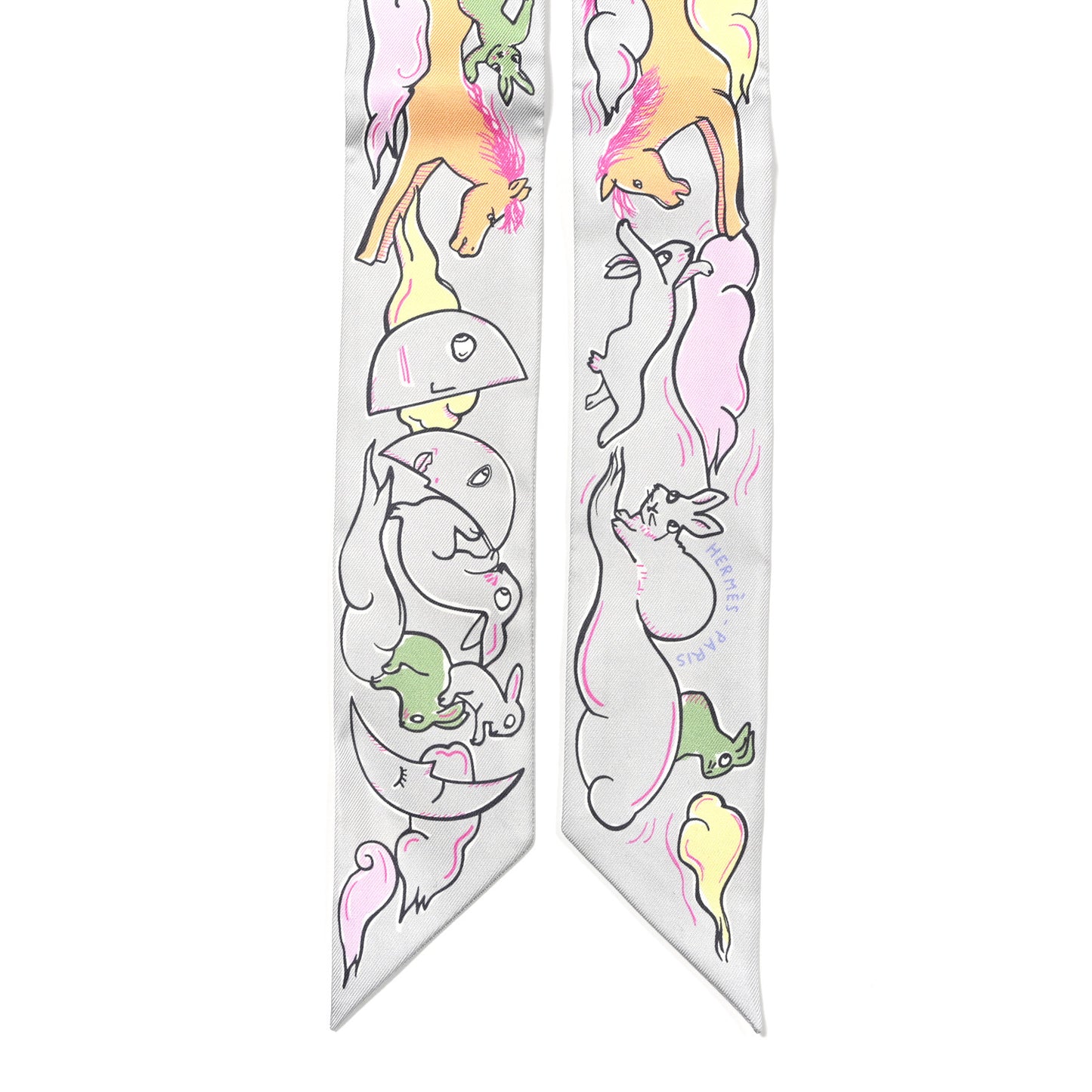 Silk Mille Et Un Lapins Twilly Gris Perle Rose Jaune