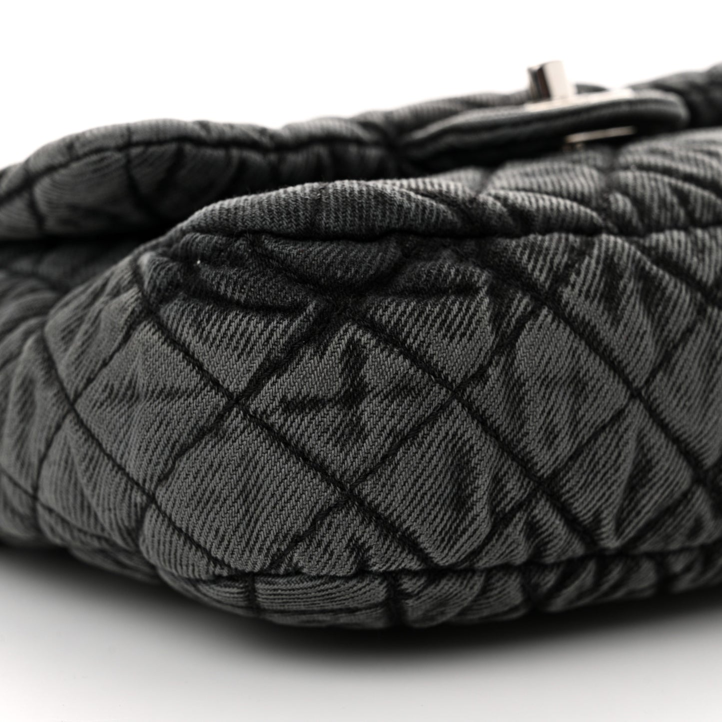 Washed Denim Quilted Small Denimpression Flap Grey Black