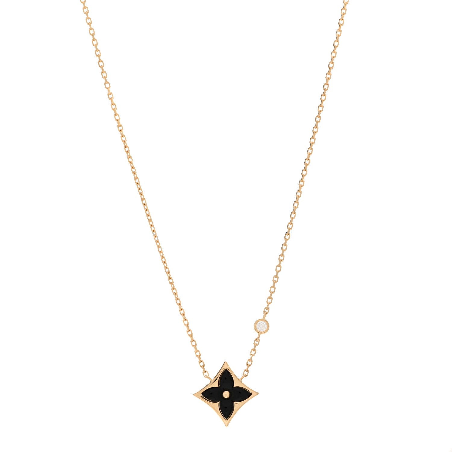 Louis Vuitton 18K Yellow Gold Diamond Black Onyx Color Blossom BB Star Pendant Necklace 1 of 5
