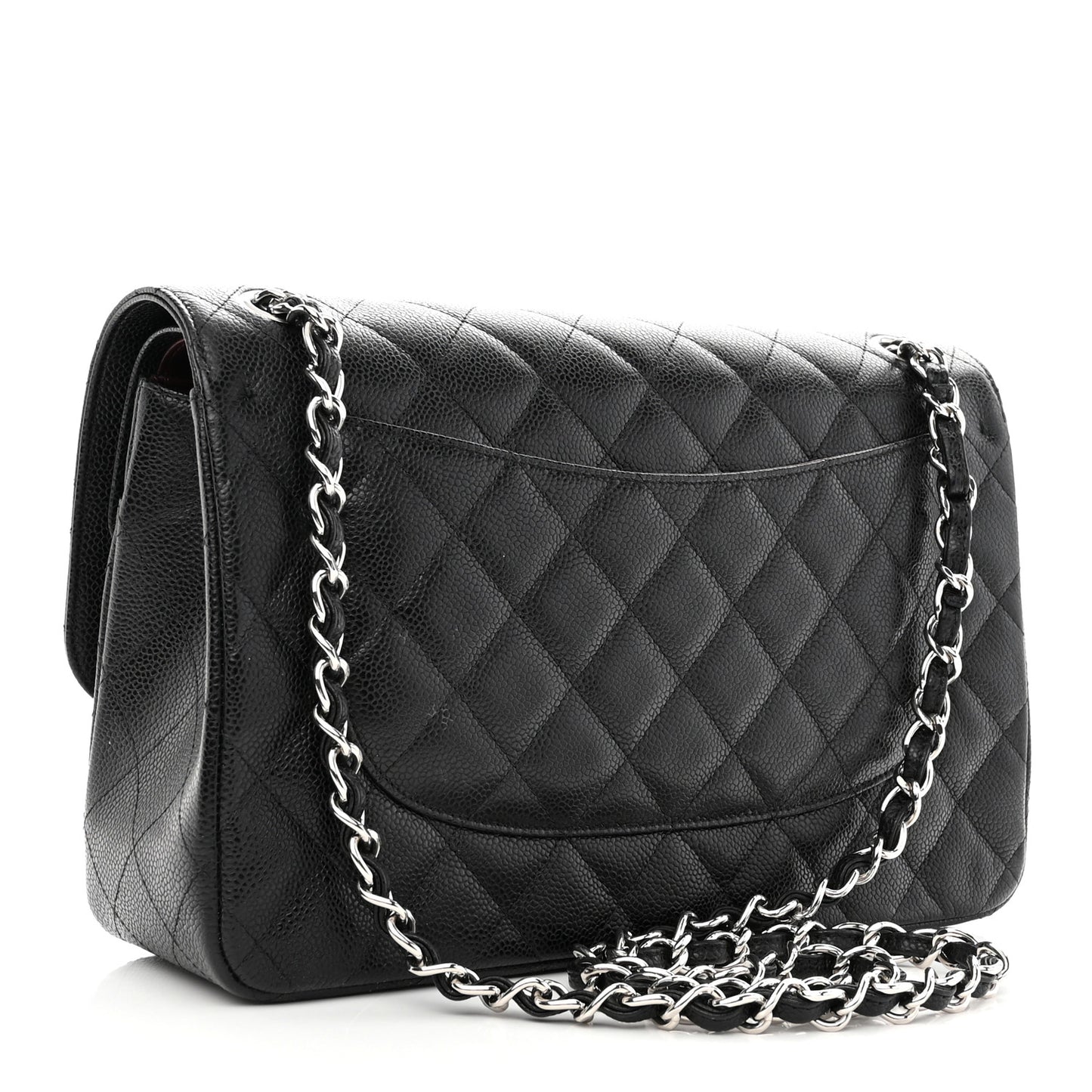 Caviar Quilted Jumbo Double Flap Black