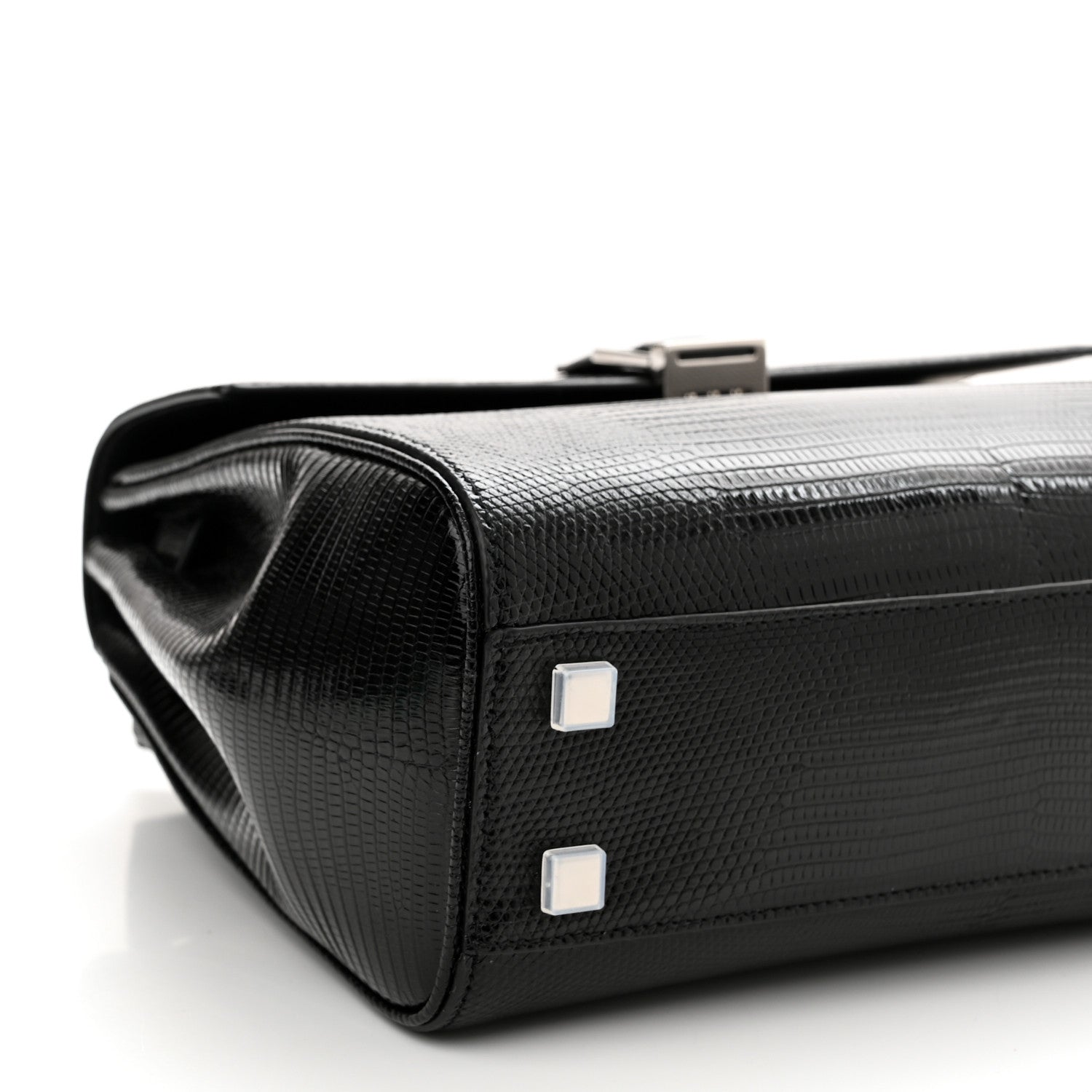 Saint Laurent Lizard Le Fermoir Top Handle Bag Small Black 9 of 10