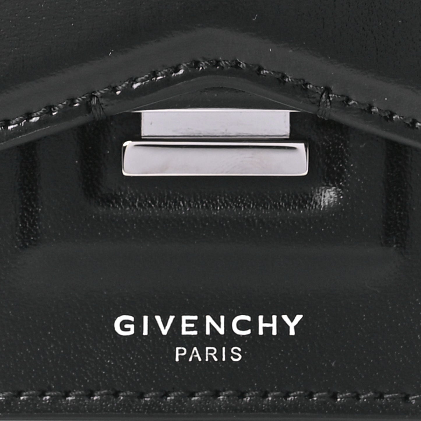 Calfskin Bow Cut Chain Wallet Black