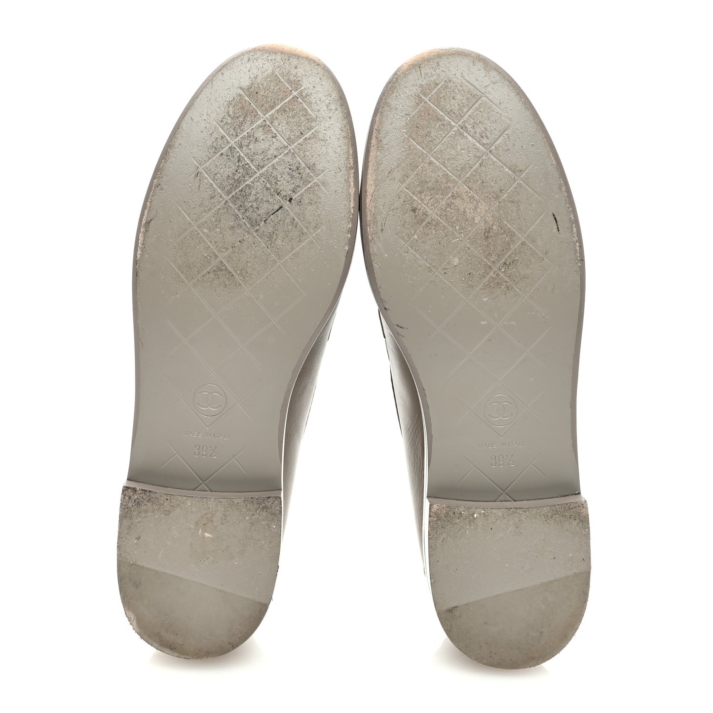 Lambskin Quilted CC Turnlock Loafers 39.5 Grey