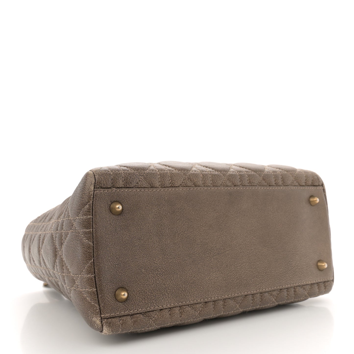 Metallic Lambskin Cannage Medium Lady Dior Bronze