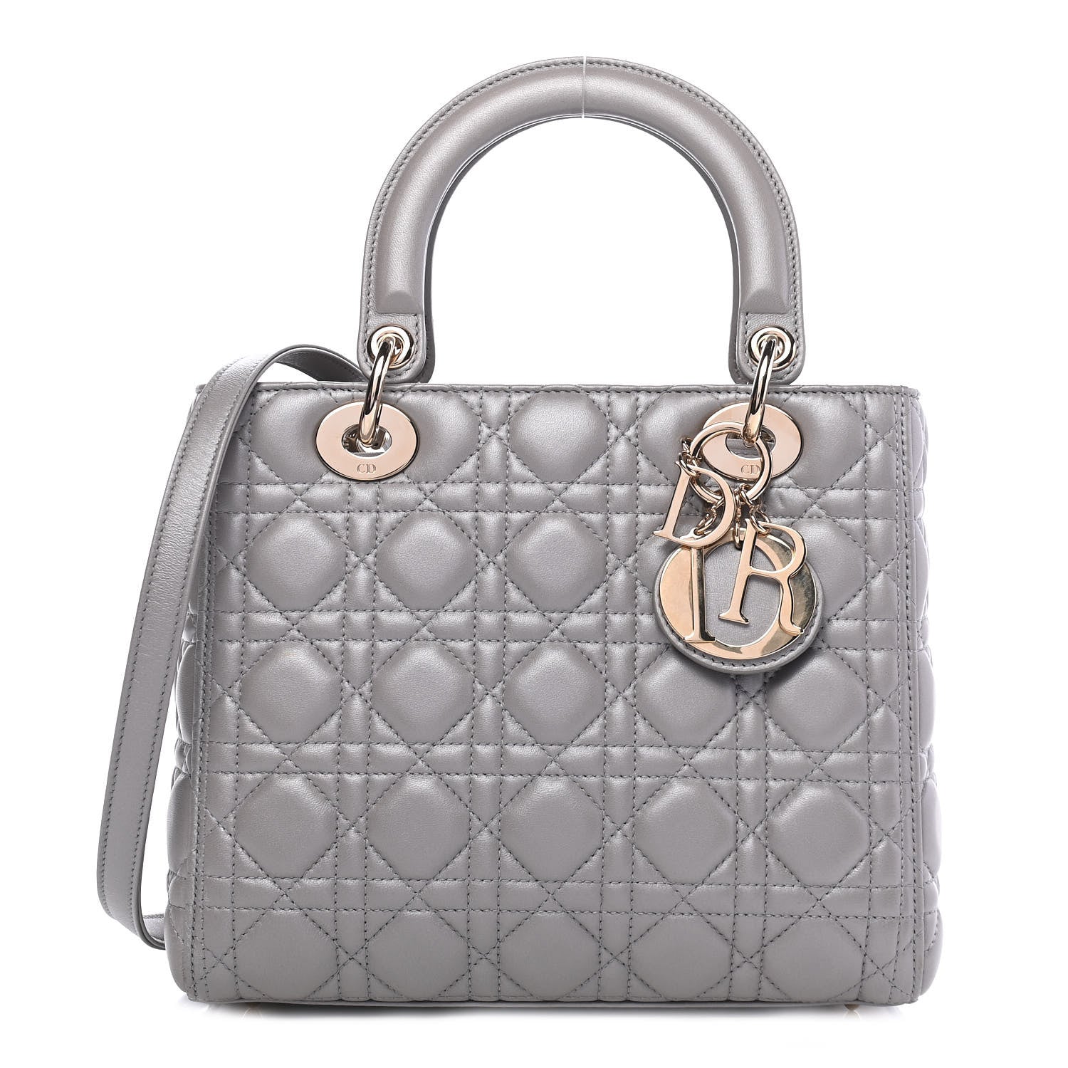 Christian Dior Lambskin Cannage Medium Lady Dior Grey 1 of 9