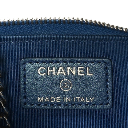 Chanel Iridescent Caviar Quilted Zipped Key Holder Case Dark Blue 6 of 8