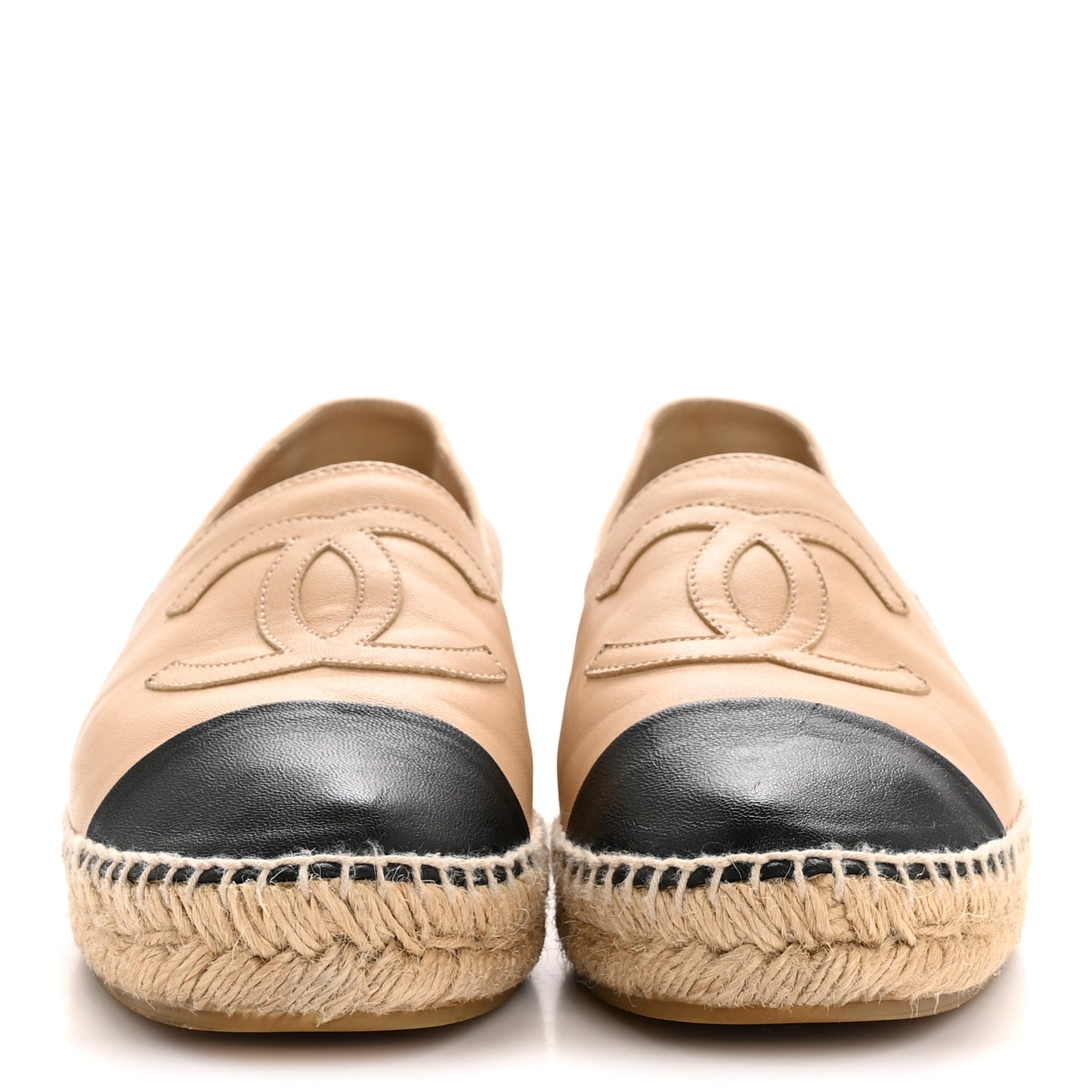 Lambskin CC Espadrilles 38 Beige Black