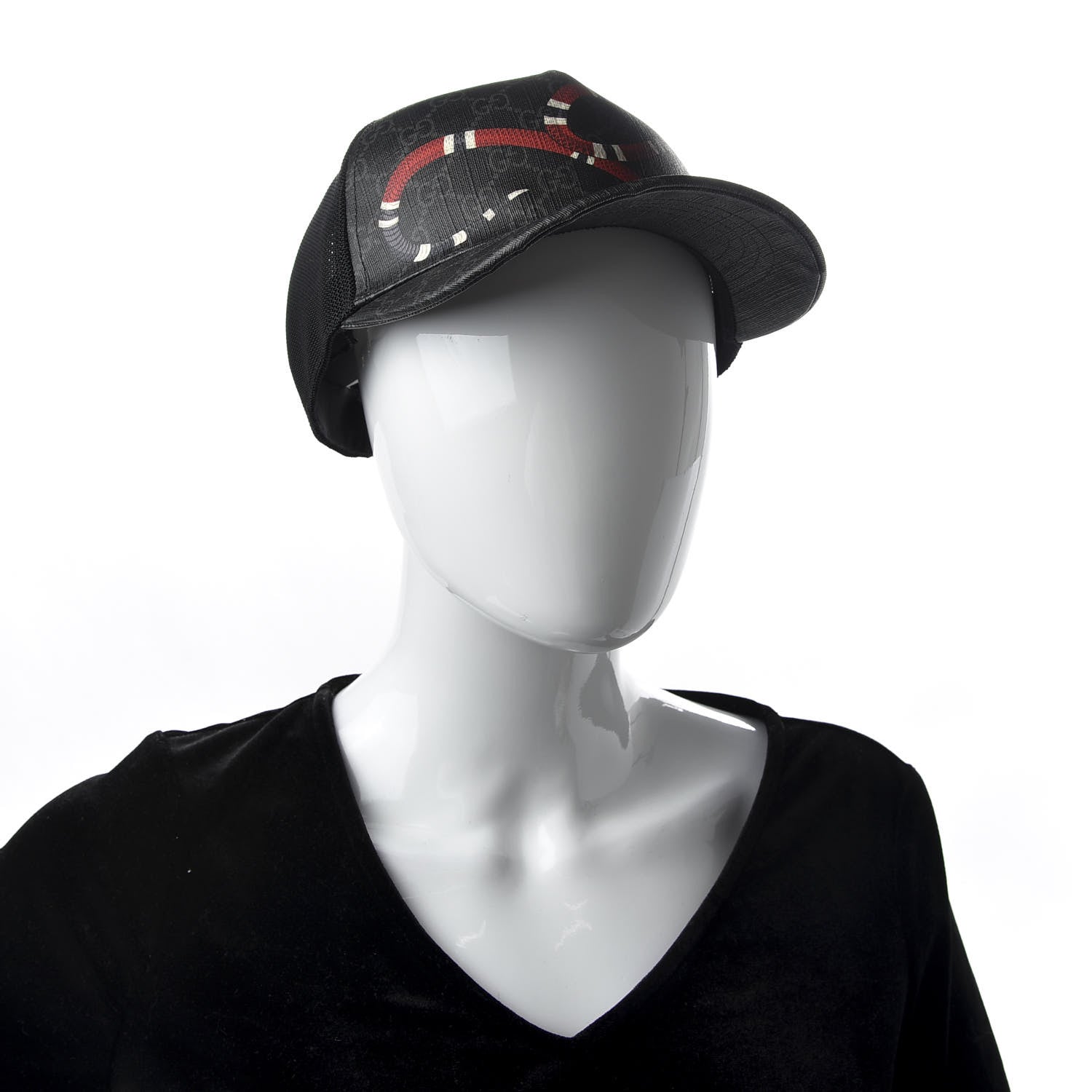 Gucci GG Supreme Monogram Kingsnake Print Baseball Hat XL 60 Black 2 of 8
