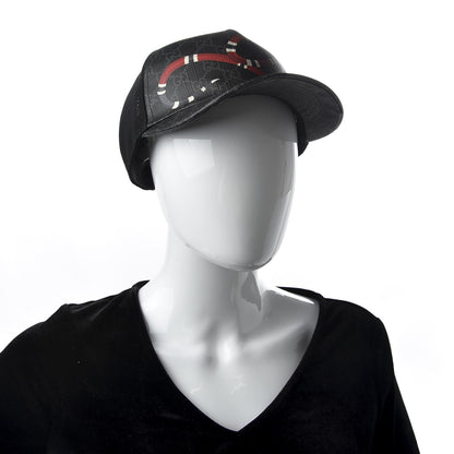 Gucci GG Supreme Monogram Kingsnake Print Baseball Hat XL 60 Black 2 of 8