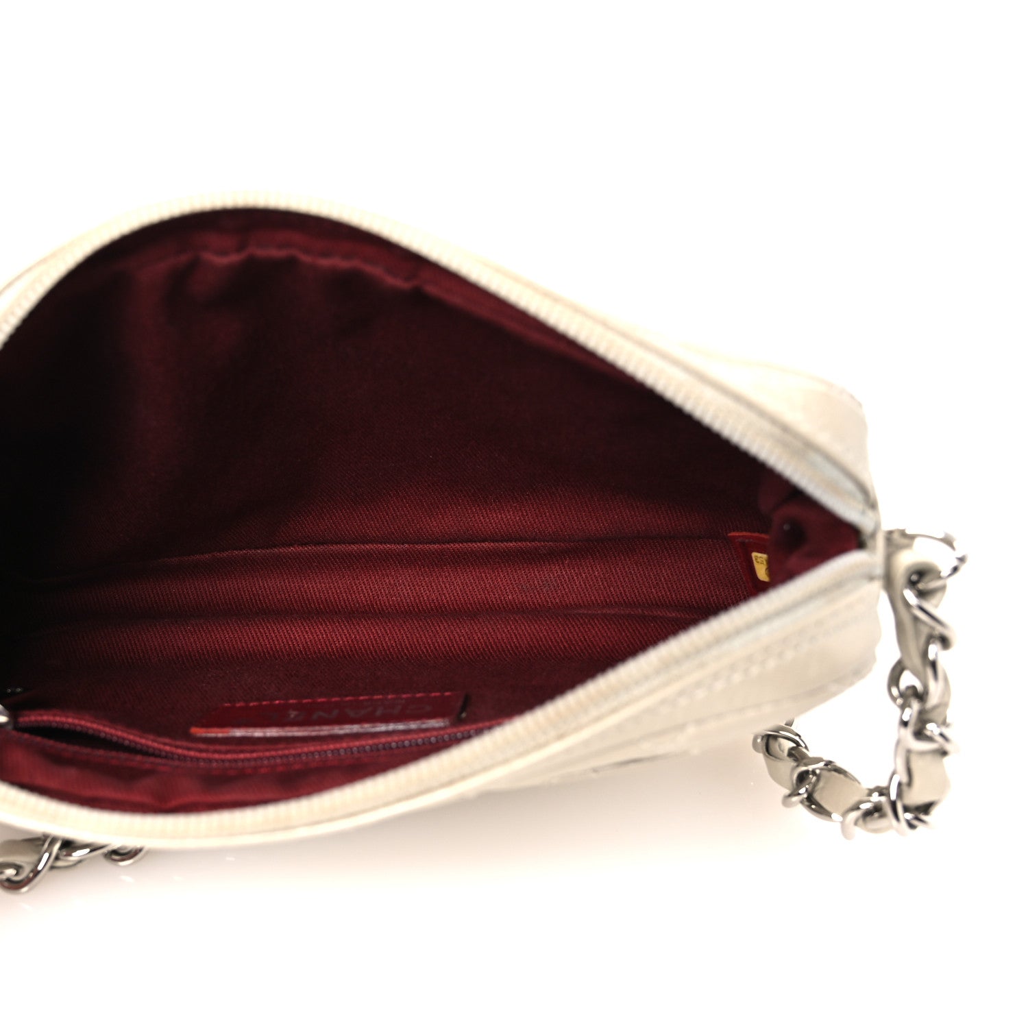 Chanel Metallic Aged Calfskin Quilted Cotton Club Pochette Argent Clair 5 of 14