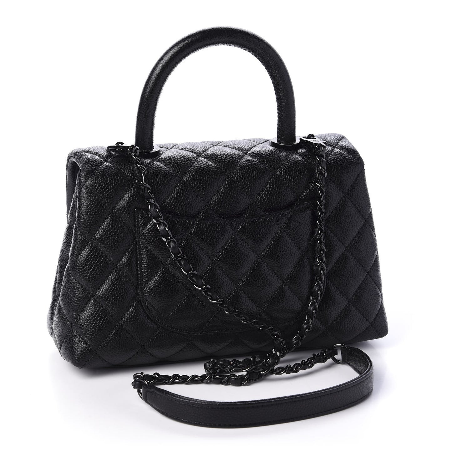 Caviar Quilted Mini Coco Handle Flap So Black