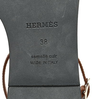 Hermes Denim Santorini Sandals 38 Bleu Brut Gold 6 of 8